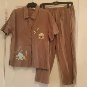 Cotton Olive Green Capri set